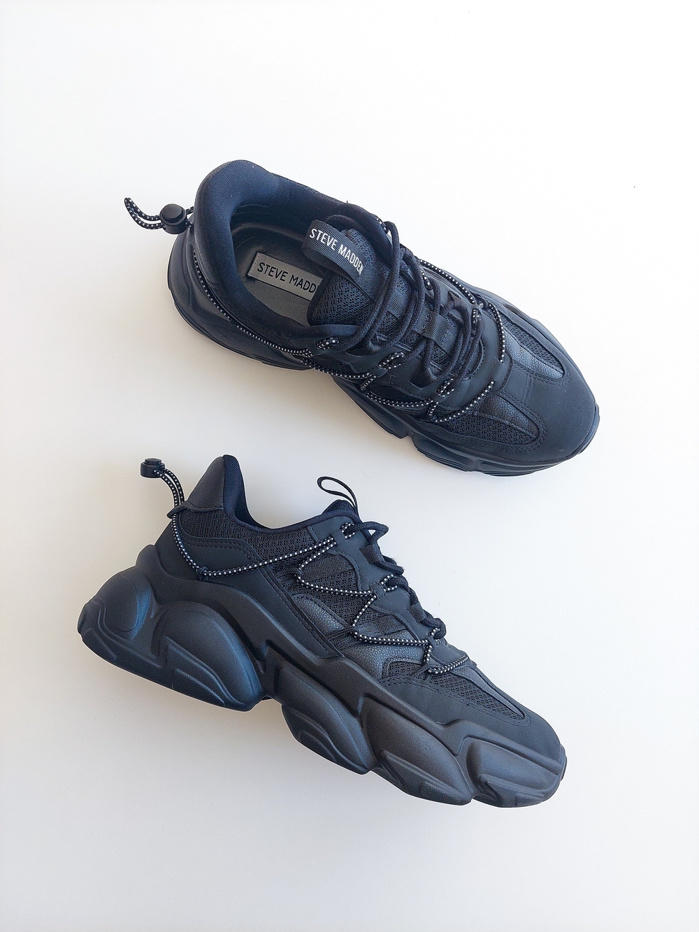 Steve Madden Women's 9 Chunky Sneakers Black Platform Casual Fashion Shoes